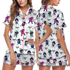 Deltarune Game Pajamas Set Short, Kris, Tenna, Berdly, Ralsei, Starwalker It’s TV Time Meme Pajamas, DTG Video Game, Unisex Gamer Matching Gift Shirt