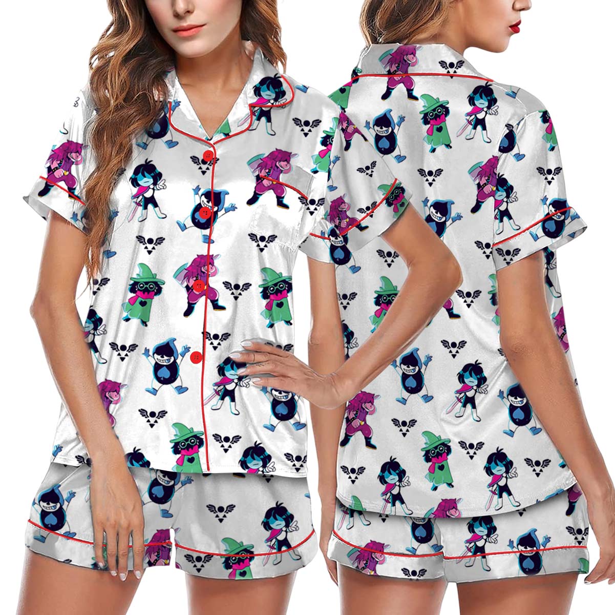 Deltarune Game Pajamas Set Short, Kris, Tenna, Berdly, Ralsei, Starwalker It’s TV Time Meme Pajamas, DTG Video Game, Unisex Gamer Matching Gift Shirt