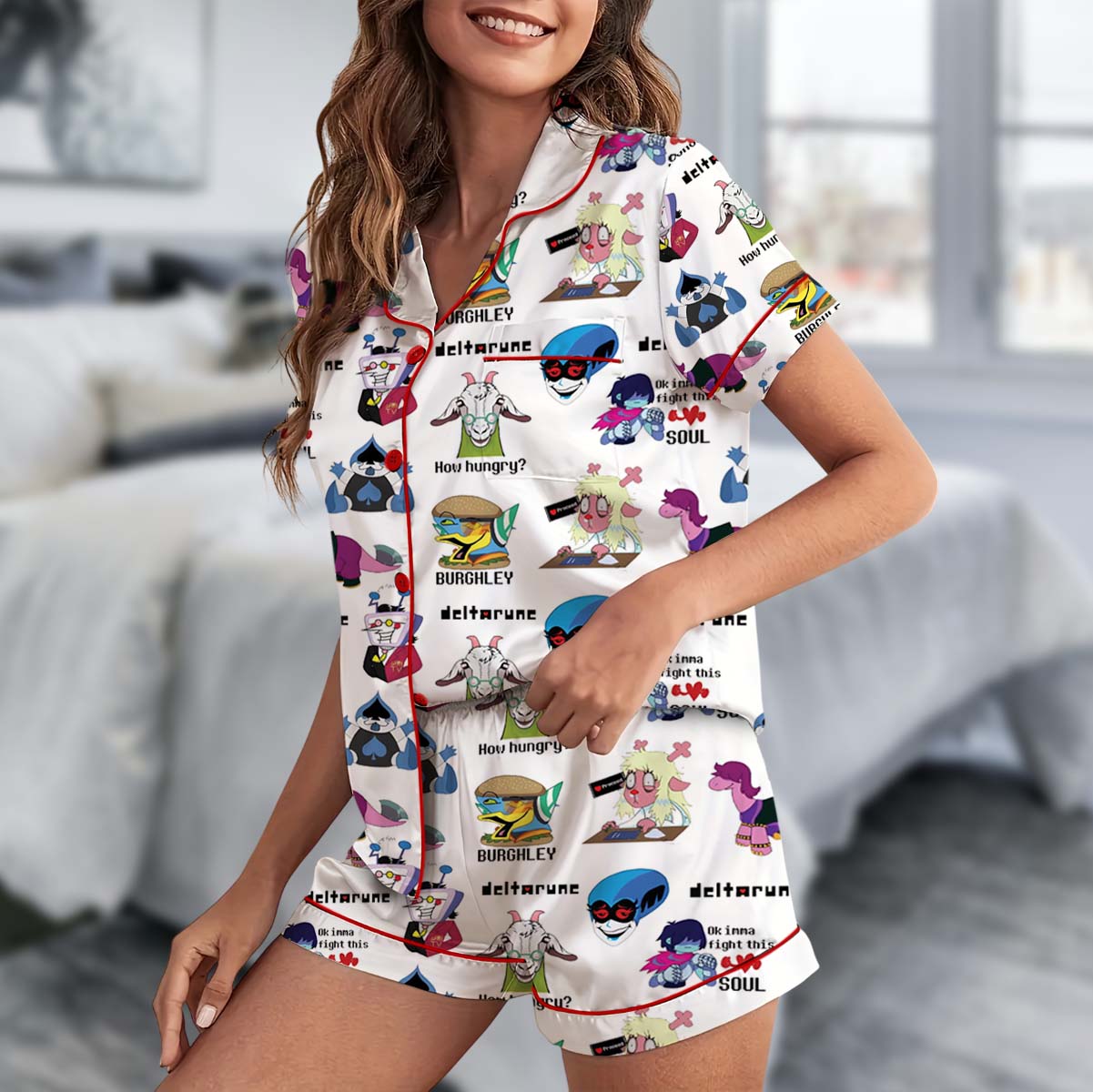 Deltarune Pixel Art Pajamas Set Short, Retro Gaming Tee, Toby Fox Fan Gift, RPG Game Apparel, Everyday Gamer Wear - Image 2