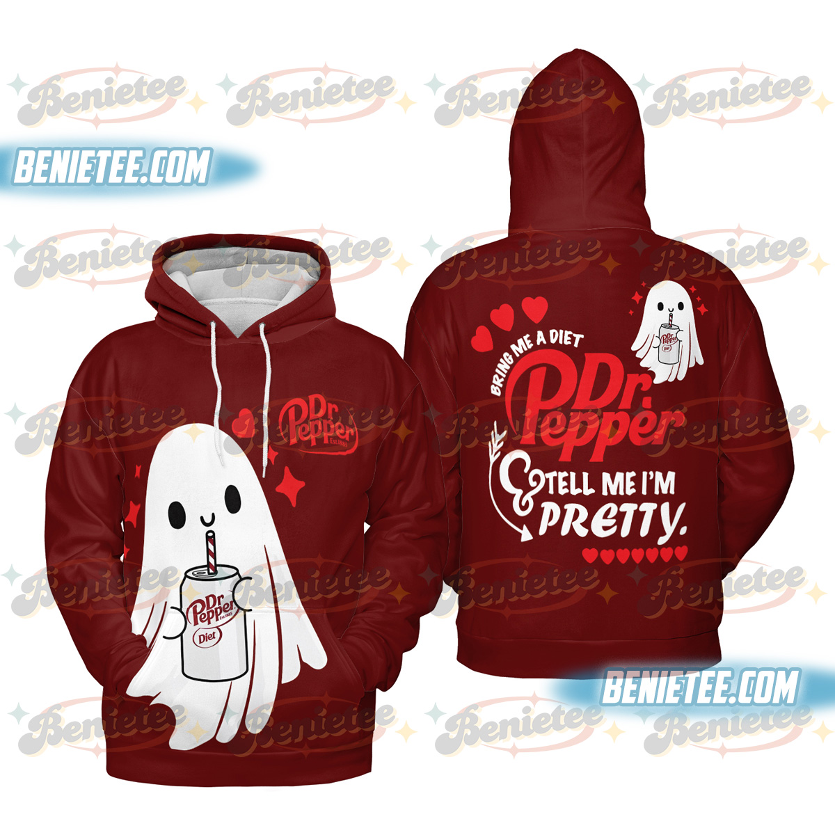 Dr Pepper Halloween Ghost Drink Hoodie 3D, Cozy Soda Lover Hoodie, Cute Spooky Crewneck, Funny Cola Soft Fizzy Drink Shirt for Fall Outfit