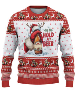 Alternative view of Funny Santa Beer Christmas Ugly Sweater, All I Want For Christmas Beer Lover Holiday Sweater, Drinking Party Xmas Sweater Gift