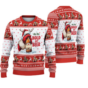 Funny Santa Beer Christmas Ugly Sweater, All I Want For Christmas Beer Lover Holiday Sweater, Drinking Party Xmas Sweater Gift