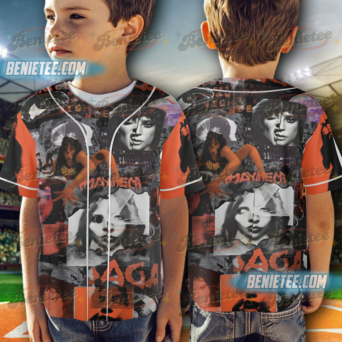 Lady Gaga Mayhem Collage Baseball Jersey, Gothic Rock Style T-Shirt, Grunge Vintage Aesthetic Shirt - Image 2