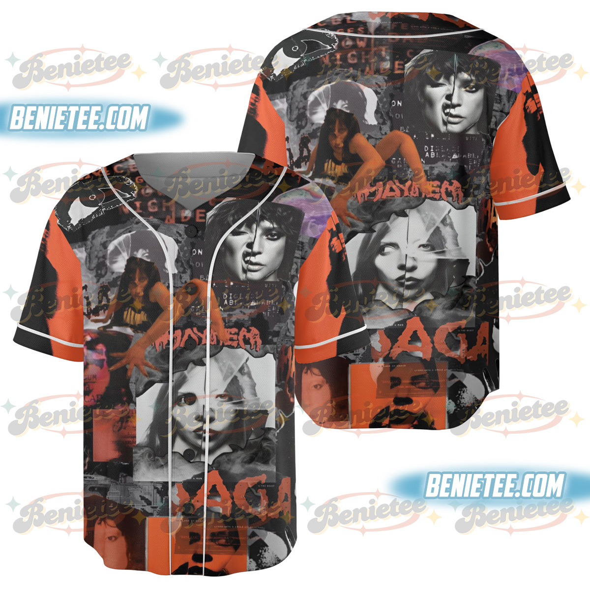 Lady Gaga Mayhem Collage Baseball Jersey, Gothic Rock Style T-Shirt, Grunge Vintage Aesthetic Shirt - Image 6