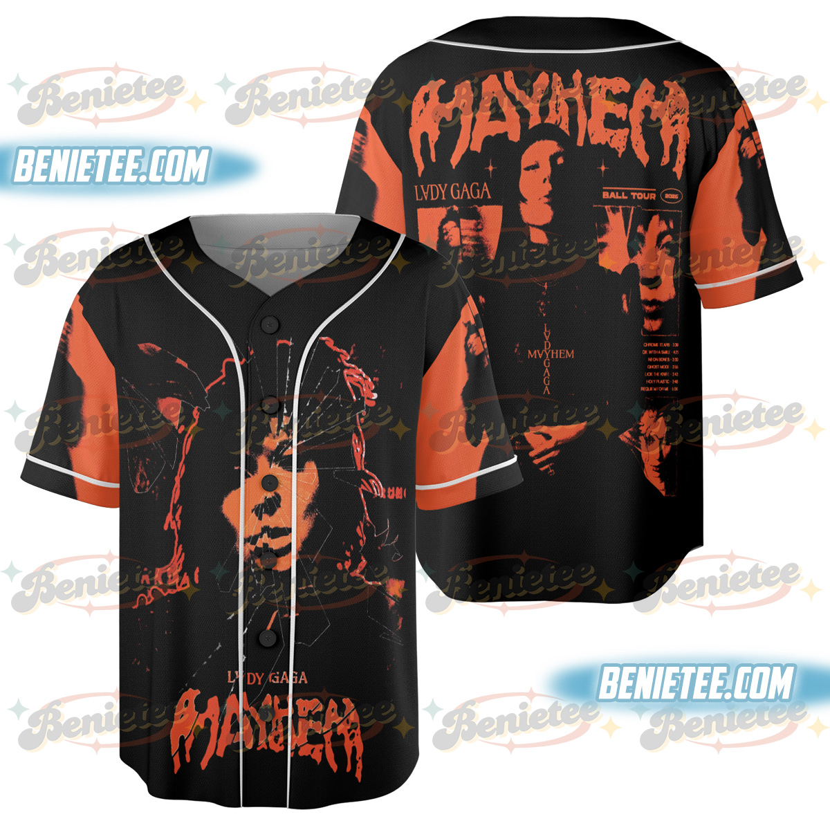 Mayhem Album Baseball Jersey, Lady Concert Tee Gaga Jersey - Image 4