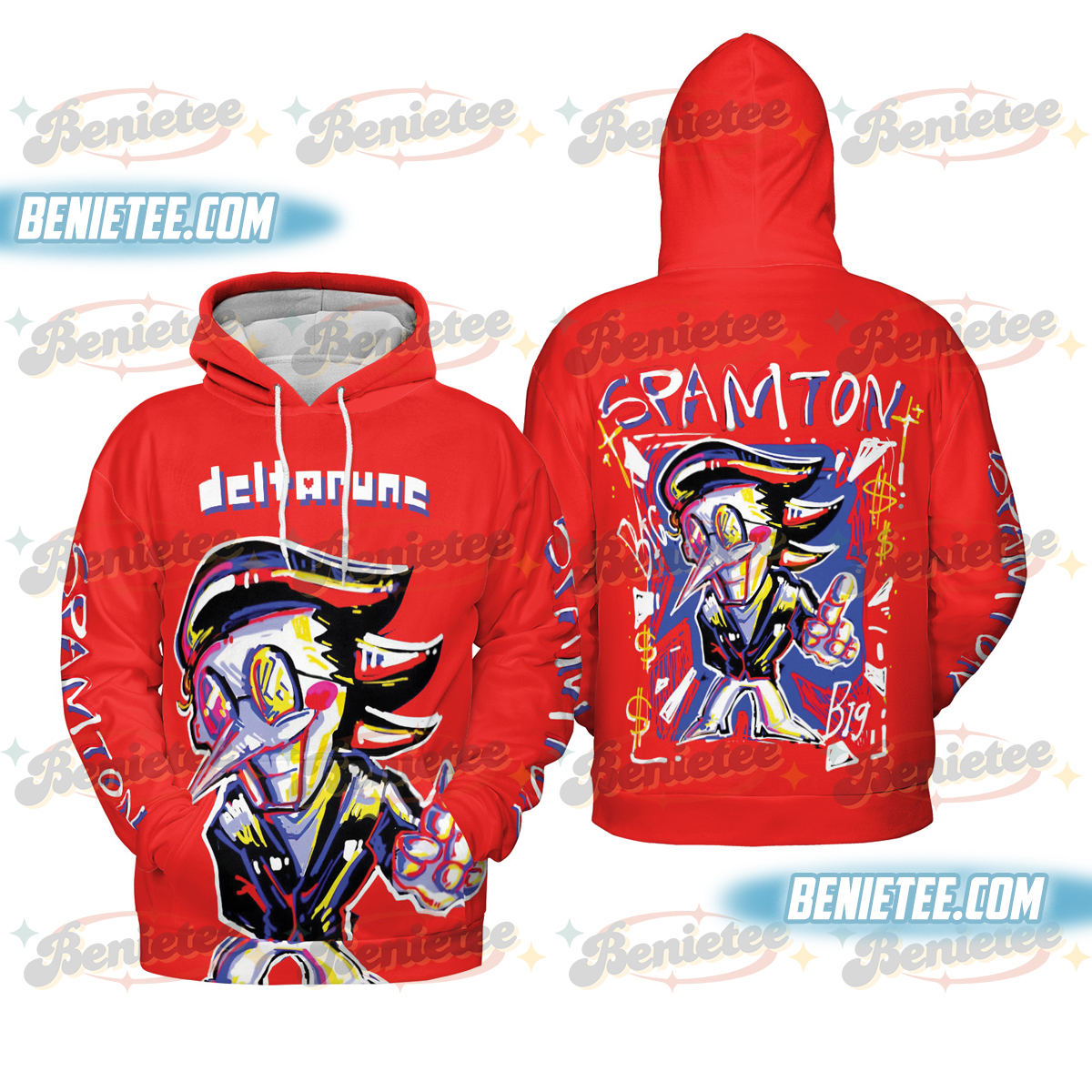 Spamton Retro Shirt 3D,Deltarune Hoodie 3D, Vaporwave Glitchcore Gamer Top, 80s Aesthetic Video Game Gift