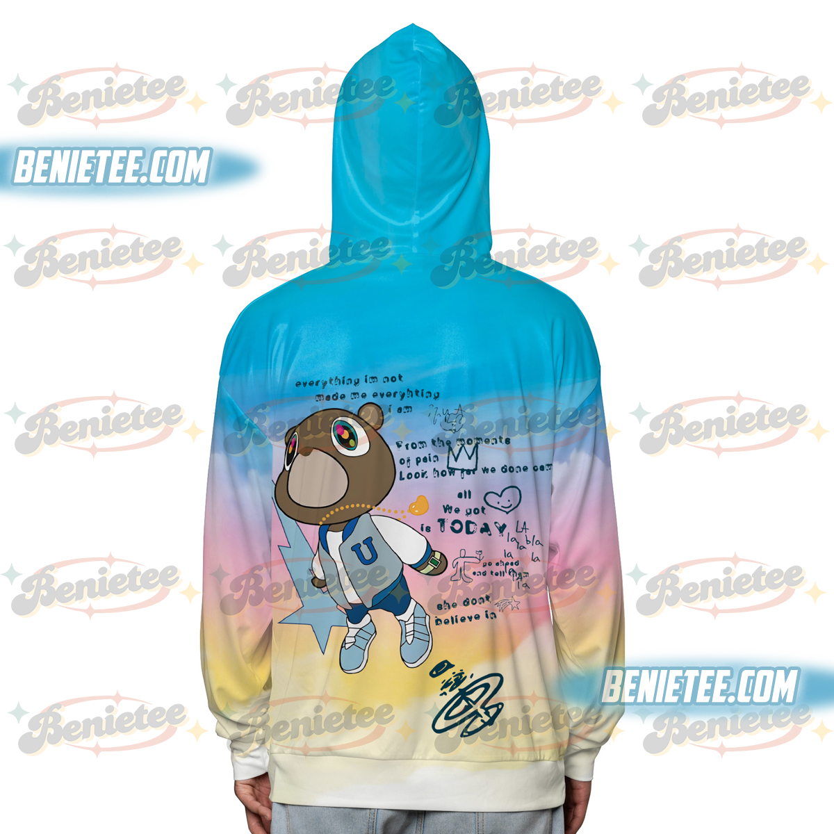 Kannye Graduation Bear Shirt 3D, Streetwear Hip Hop Graphic Hoodie 3D, College Dropout Retro Album Inspired Shirt, Unisex Rap Music Merch Top - Image 3