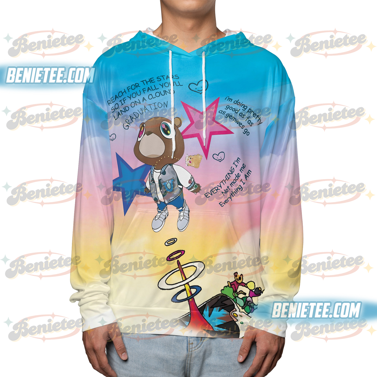 Kannye Graduation Bear Shirt 3D, Streetwear Hip Hop Graphic Hoodie 3D, College Dropout Retro Album Inspired Shirt, Unisex Rap Music Merch Top - Image 2