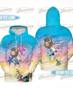 Kannye Graduation Bear Shirt 3D, Streetwear Hip Hop Graphic Hoodie 3D, College Dropout Retro Album Inspired Shirt, Unisex Rap Music Merch Top