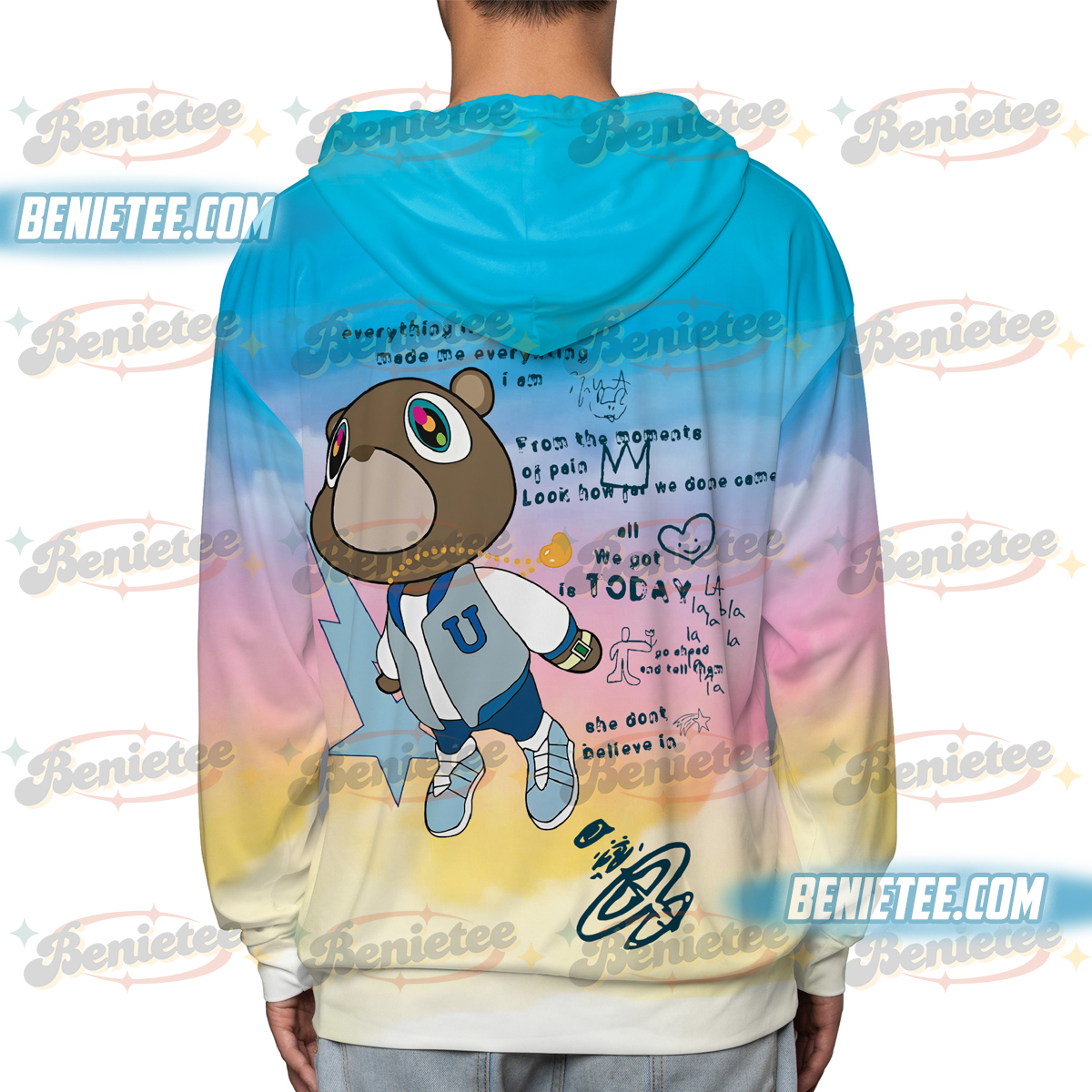 Kannye Graduation Bear Shirt 3D, Streetwear Hip Hop Graphic Hoodie 3D, College Dropout Retro Album Inspired Shirt, Unisex Rap Music Merch Top - Image 4