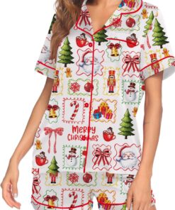 Alternative view of Matching Pajamas Bow Santa Print Button Short