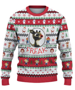 Alternative view of Rudolph The Red Nosed Reindeer Ugly Sweater, Rudolph Christmas Holiday Sweater, The Red Nosed Reindeer Sweater