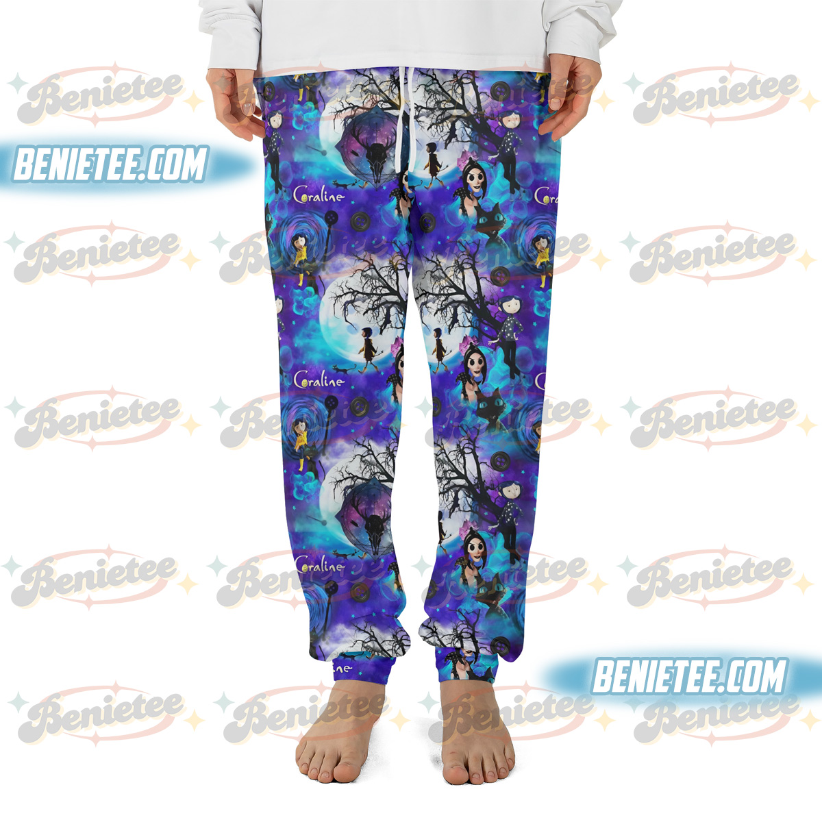 Coraline Stamp Halloween Pants 3D, Halloween Doll Tee, Horror Doll Cartoon Movie Sweatpants, Scary Cartoon, Cartoon Character Shirt, Halloween Gifts - Image 4