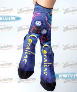 Vintage Coraline Stamp Socks, Retro Scary Doll Socks, Scream Movie Shirt, Scary Movie