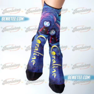 Vintage Coraline Stamp Socks, Retro Scary Doll Socks, Scream Movie Shirt, Scary Movie