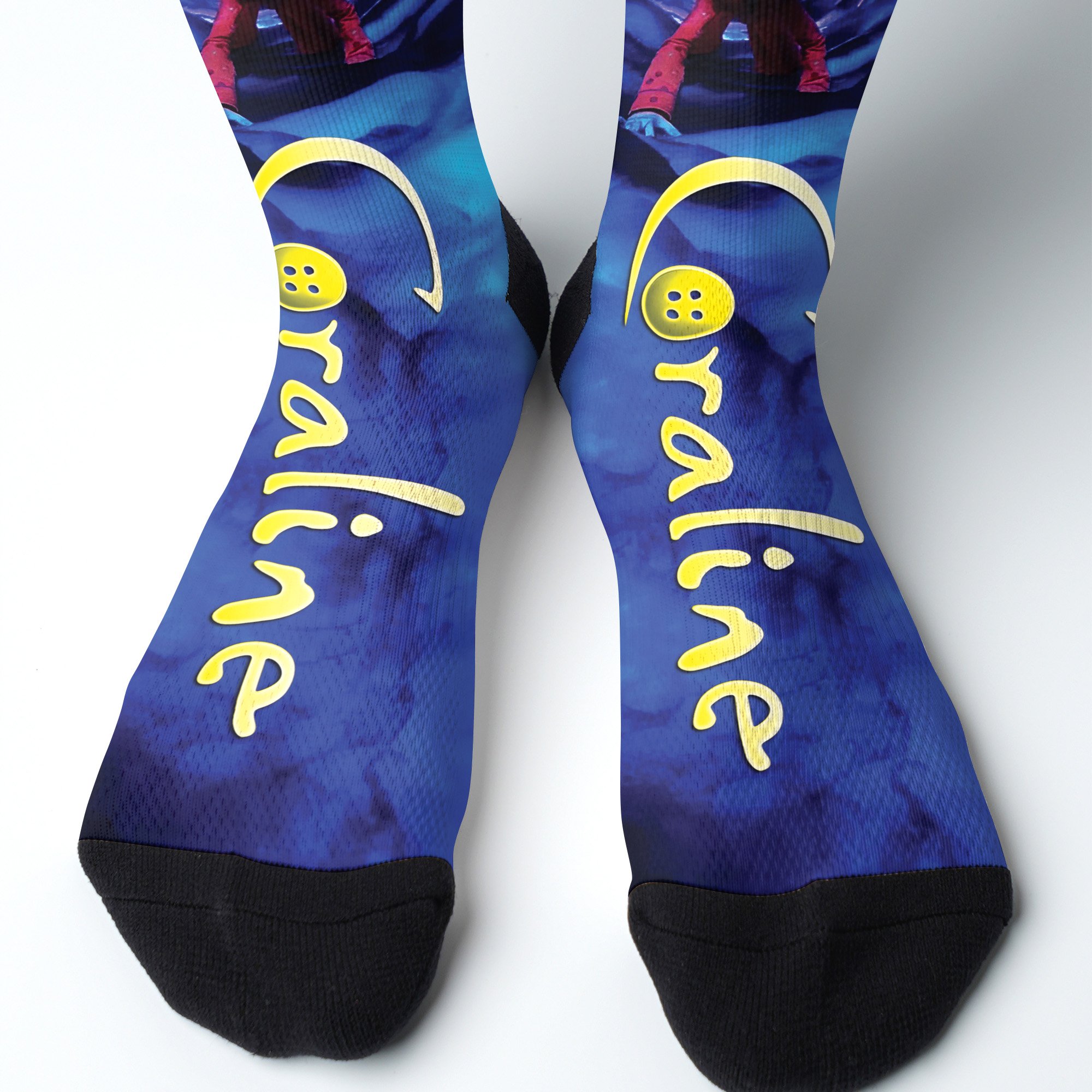 Vintage Coraline Stamp Socks, Retro Scary Doll Socks, Scream Movie Shirt, Scary Movie - Image 2