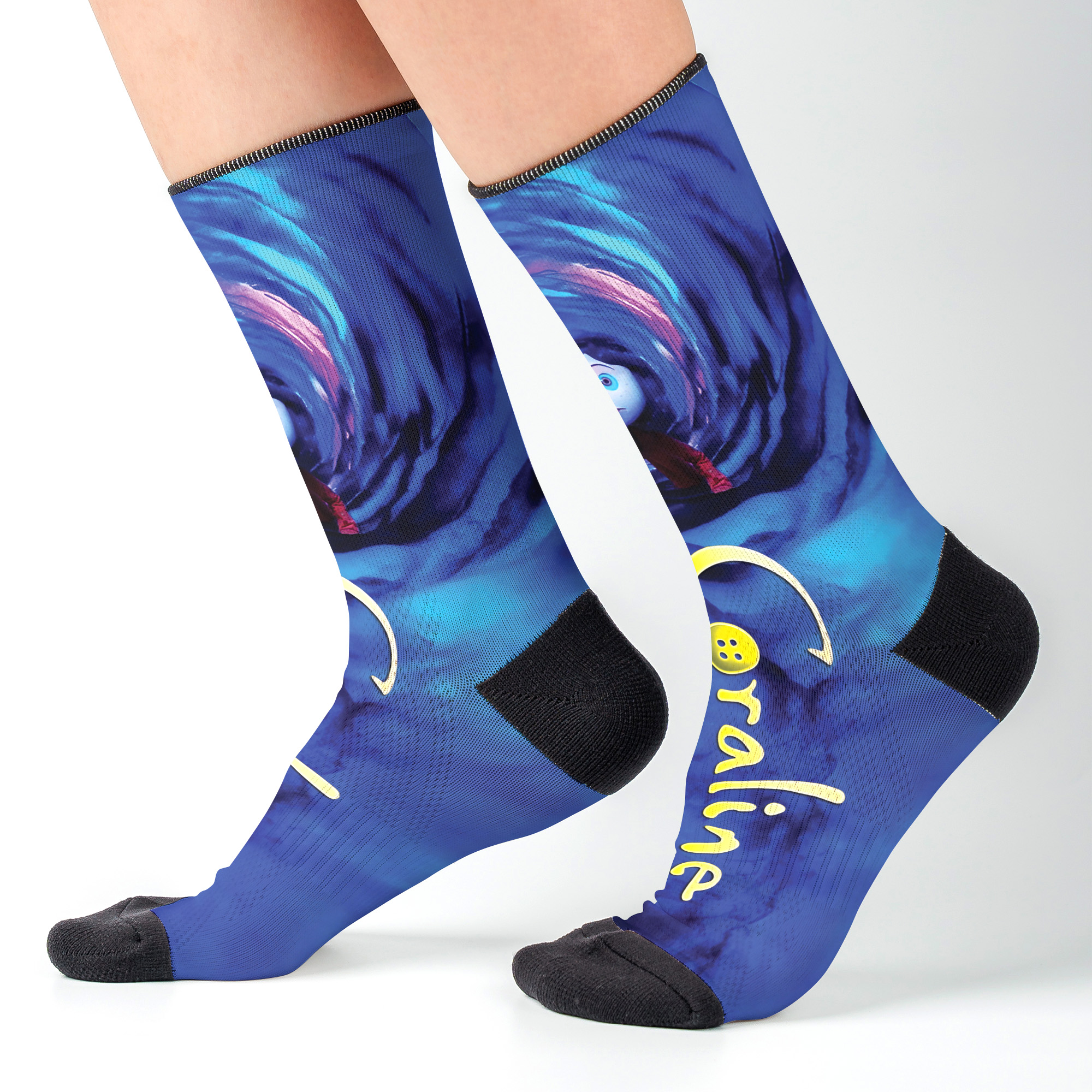 Vintage Coraline Stamp Socks, Retro Scary Doll Socks, Scream Movie Shirt, Scary Movie - Image 4