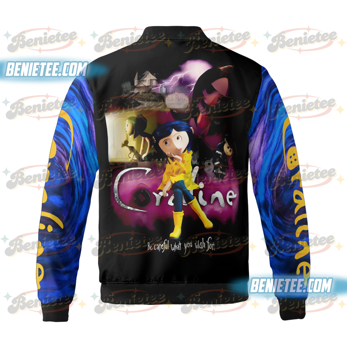 Fantasy Movie Bomber Jacket, Coquette Bow Movie Eyes Shirt, Horror Movie Tee, Halloween, Cartoon Character Gift, Cute Halloween Graphic Outfit - Image 2