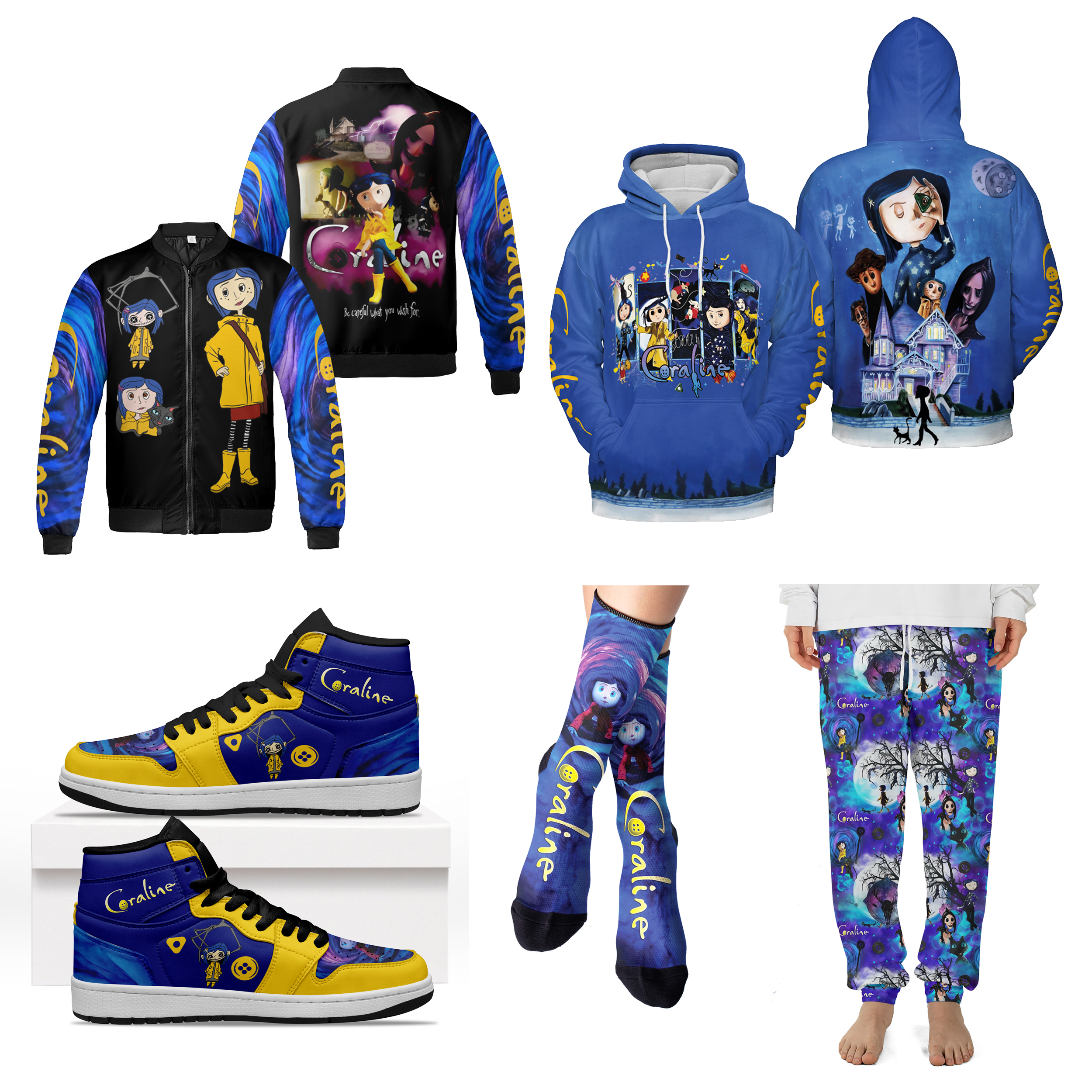 Fantasy Movie Bomber Jacket, Shoes, Socks, Hoodie 3D, Pants, Coquette Bow Movie Eyes Set, Horror Movie Tee, Halloween, Cartoon Character Gift, Cute Halloween Graphic Outfit