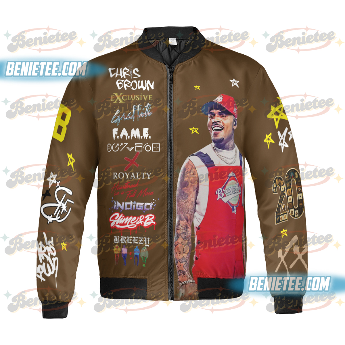 Breezy Bowl XX Tour Bomber Jacket, Vintage Chris Brown Concert 2025 Jacket For Men, Music Tour Y2k Streetwear Jacket, Chris Brown Fan - Image 3