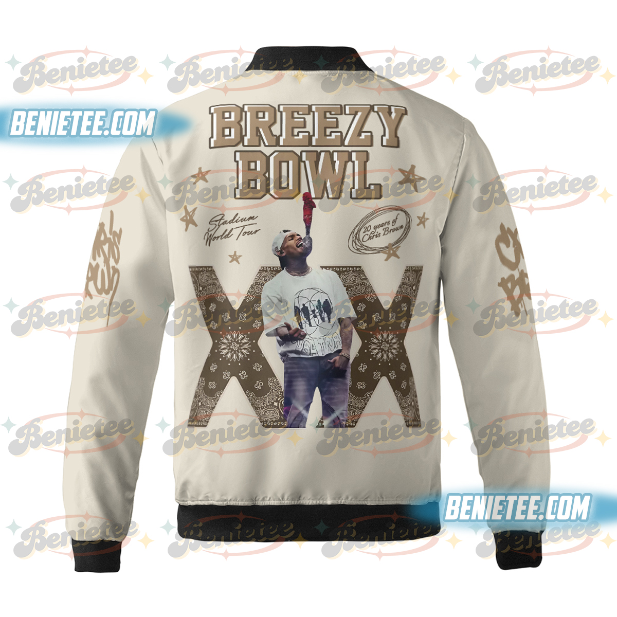 Retro Chris Brown Concert 2025 Jacket For Men, Breezy Bowl XX Tour Bomber Jacket, Music Tour Y2k Streetwear Jacket - Image 3