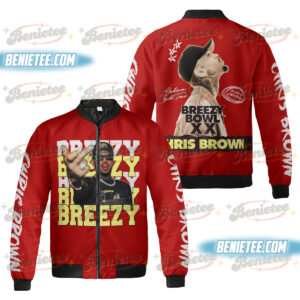 Vintage Chris Brown Concert 2025 Jacket For Men, Breezy Bowl XX Tour Bomber Jacket, Music Tour Y2k Streetwear Jacket