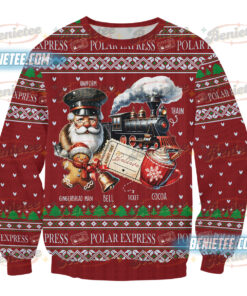 Alternative view of The Polar Express Ugly Christmas Sweater, I Believe Xmas Sweater, North Pole Magic Holiday Sweater, Christmas Family Trip Shirt
