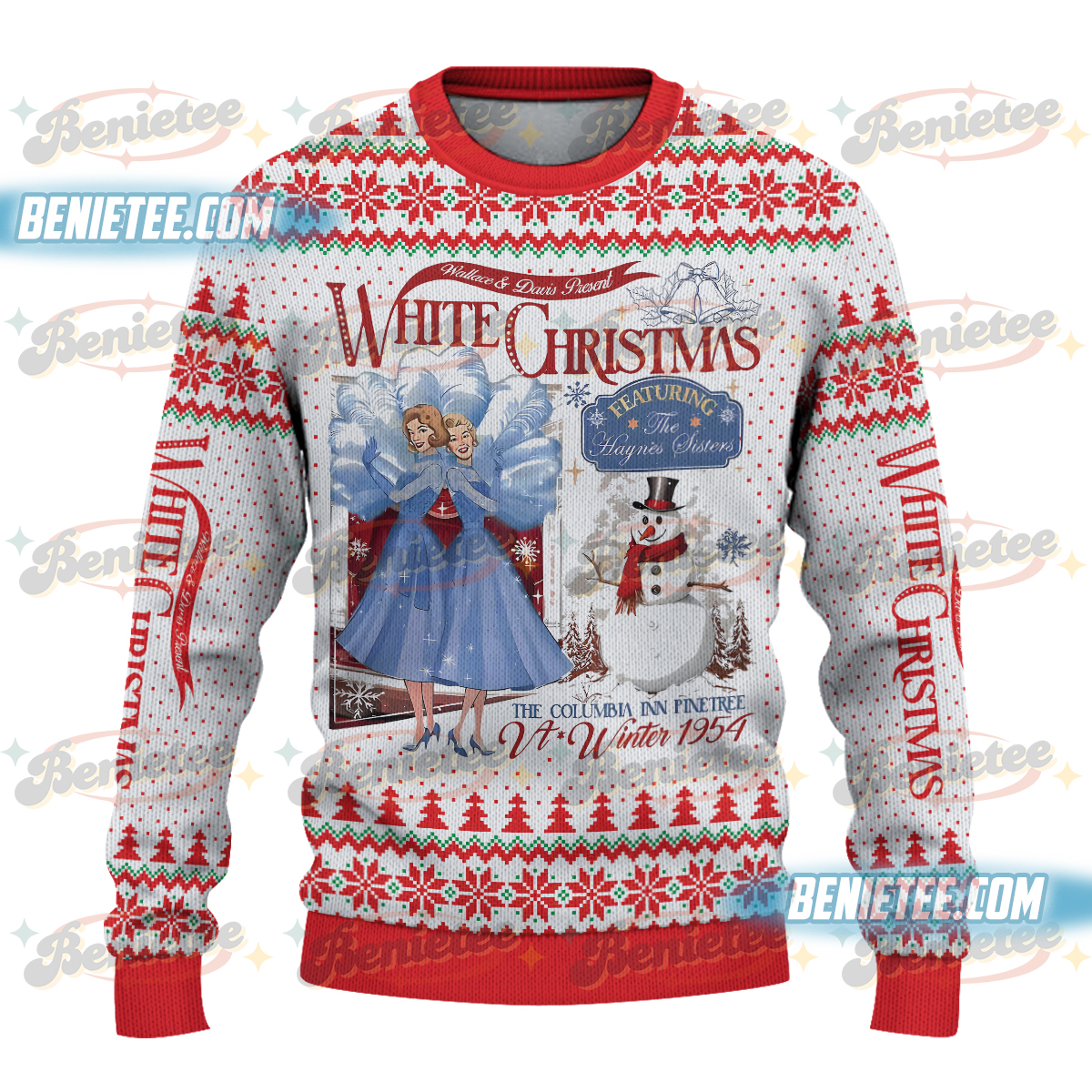 Haynes Sisters Sisters White Christmas Movie Ugly Sweater, Sister Sisters Song Xmas Holiday Shirt - Image 2