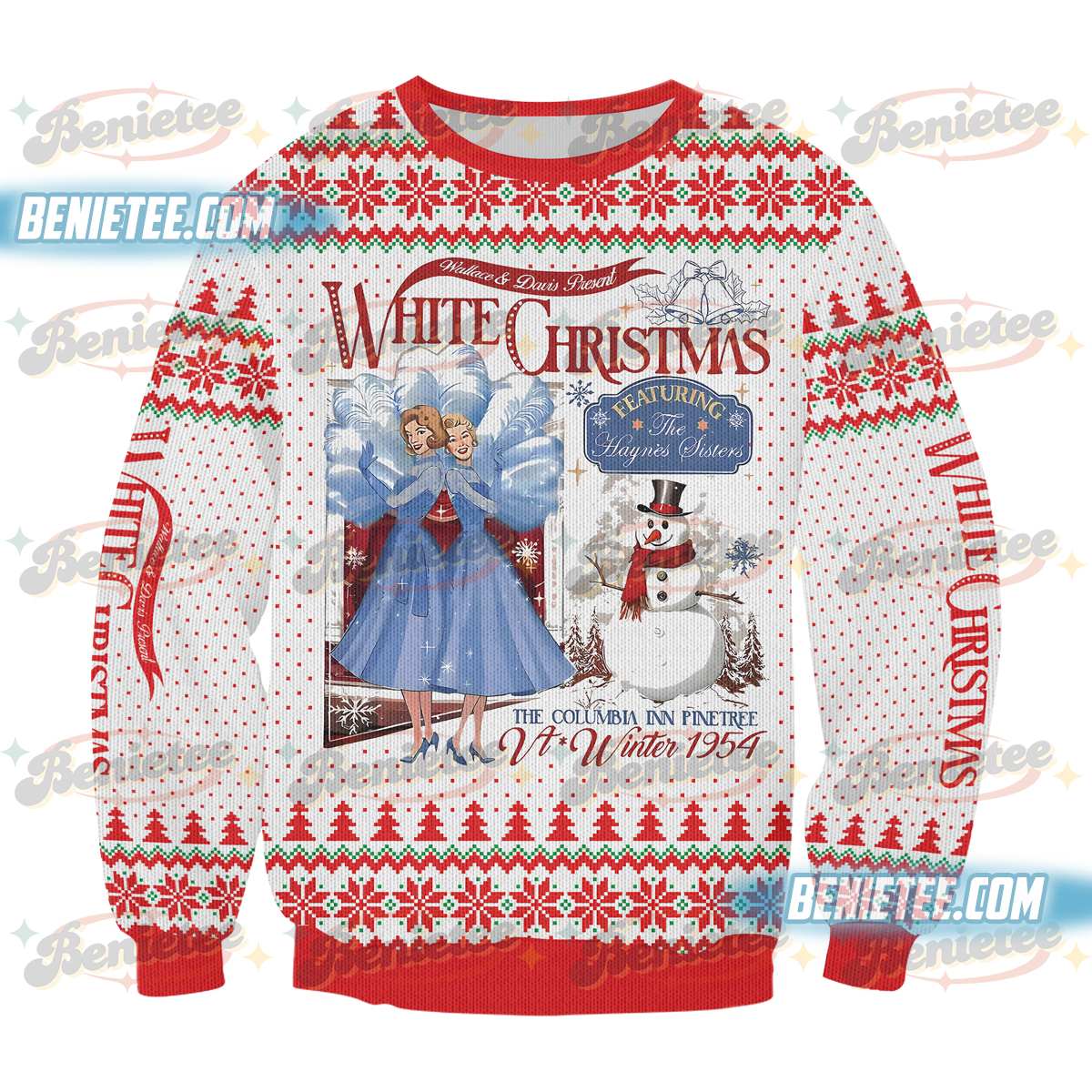 Haynes Sisters Sisters White Christmas Movie Ugly Sweater, Sister Sisters Song Xmas Holiday Shirt - Image 4