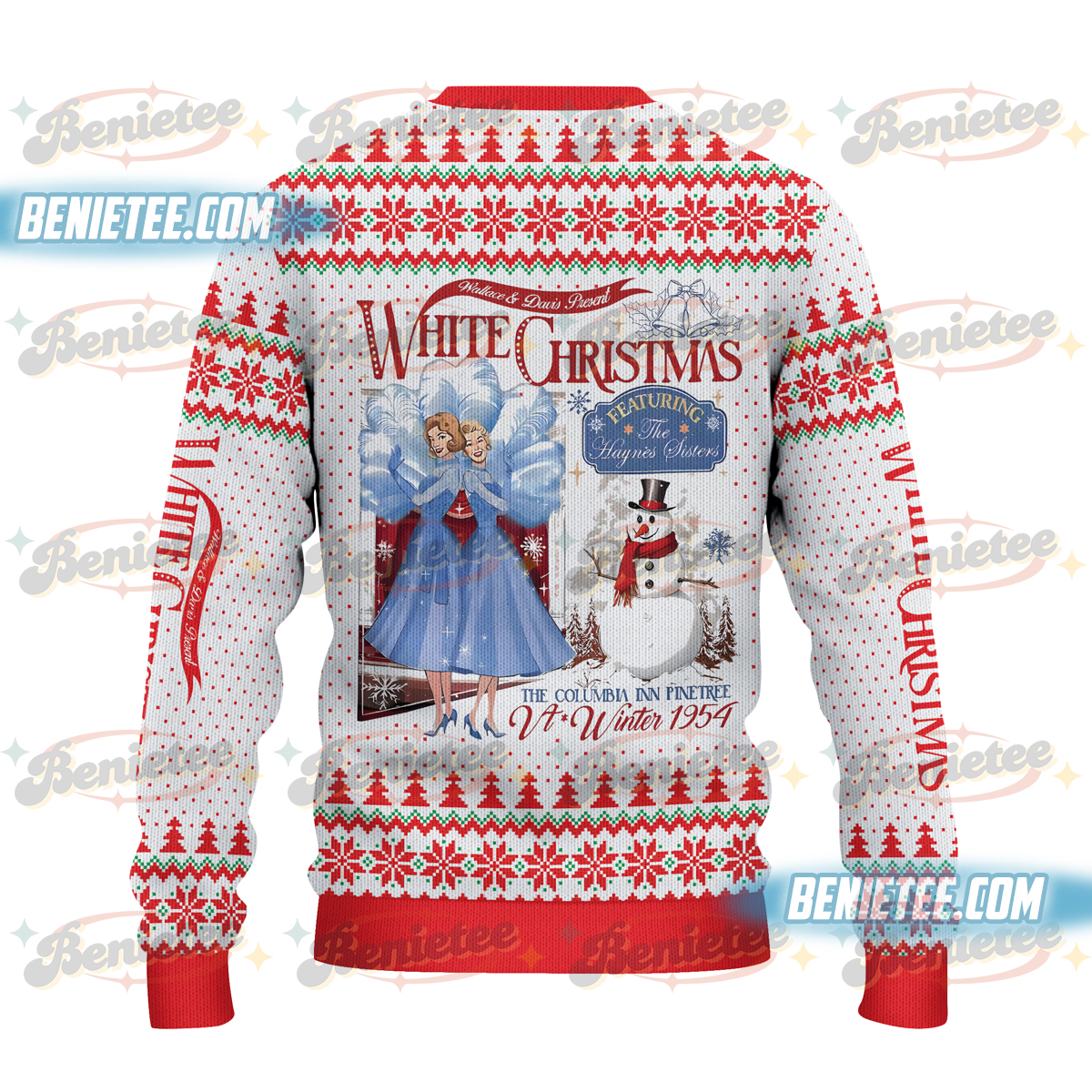 Haynes Sisters Sisters White Christmas Movie Ugly Sweater, Sister Sisters Song Xmas Holiday Shirt - Image 3
