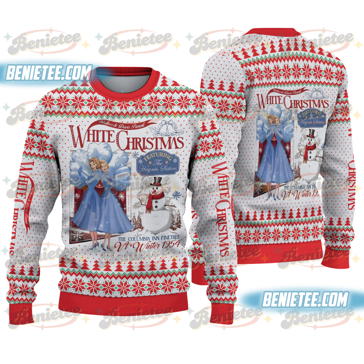 Haynes Sisters Sisters White Christmas Movie Ugly Sweater, Sister Sisters Song Xmas Holiday Shirt