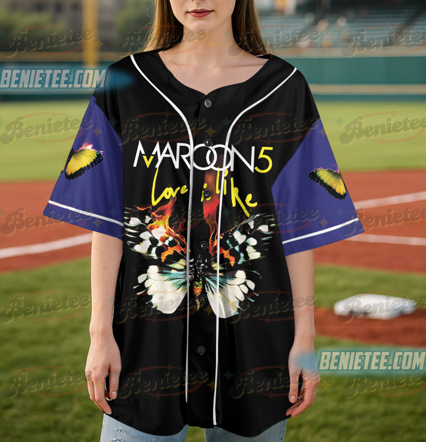 Vintage Maroon 5 Baseball Jersey, Maroon 5 M5LV Residency Tour Baseball Jersey - Image 4