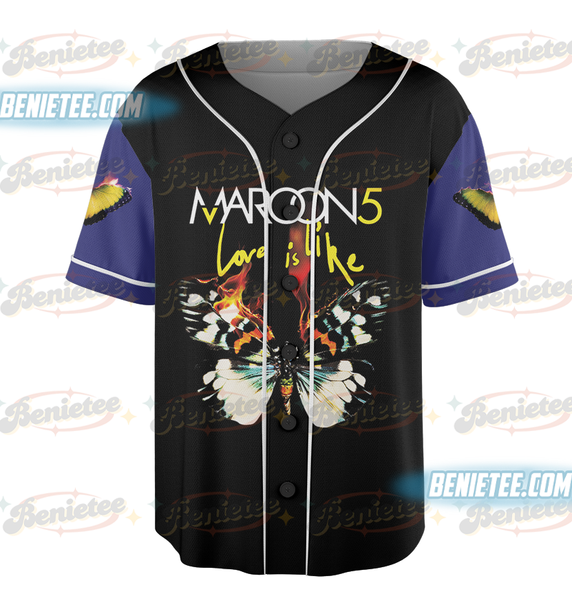 Vintage Maroon 5 Baseball Jersey, Maroon 5 M5LV Residency Tour Baseball Jersey - Image 5