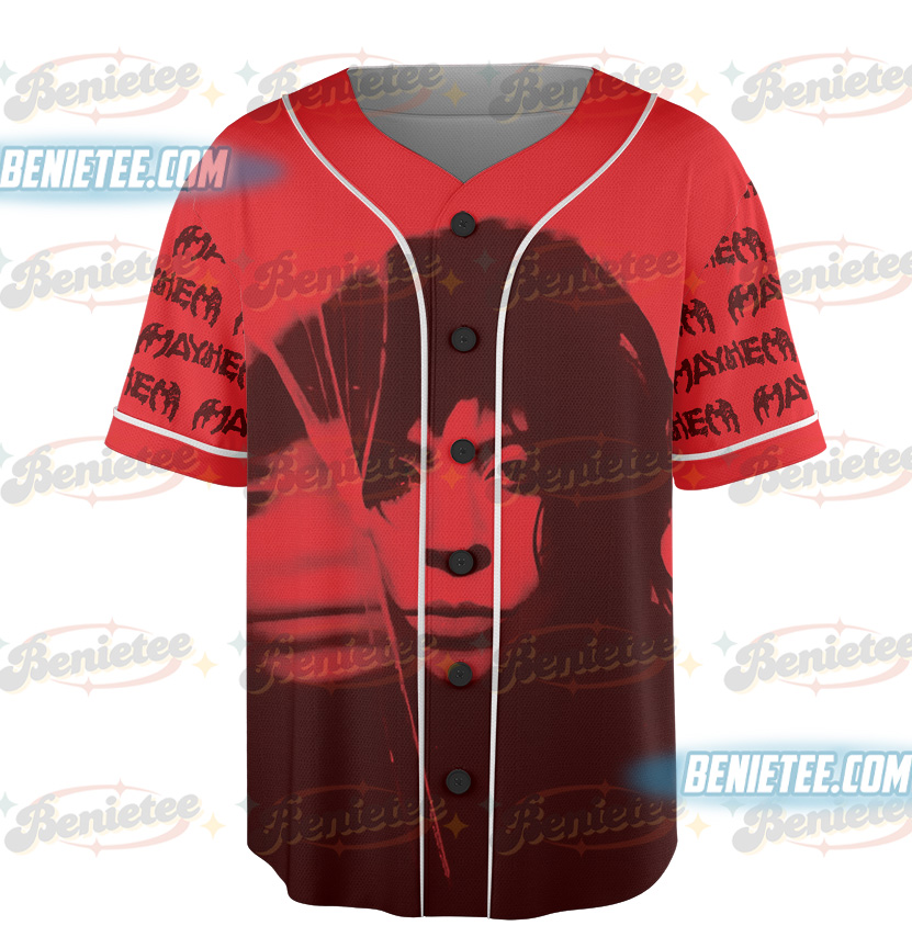Mayhem Gothic Award Design TShirt, Mayhem Inner Label, Mayhem Red Baseball Jersey, Mayhem Award Ceremony, Little Monster Gift - Image 5