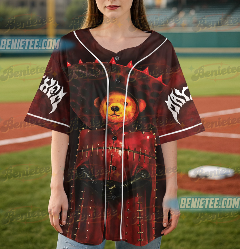 Lady Gaga “Mayhem” Bear Jersey, Red Latex Look from Abracadabra Music Video, Mayhem Ball Concert Tour Shirt - Image 5