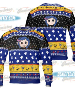 Scary Ragroll Sweatshirt, Cora Button eyes UGLY Sweatshirt, Bleached button doll gift, Movie Be Wise Be Brave, Coraline Jones Long sleeve