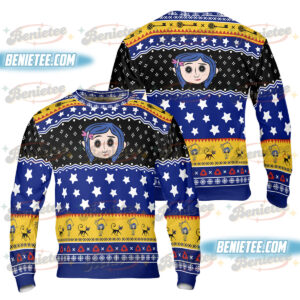 Scary Ragroll Sweatshirt, Cora Button eyes UGLY Sweatshirt, Bleached button doll gift, Movie Be Wise Be Brave, Coraline Jones Long sleeve