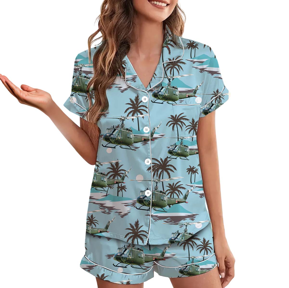 U.S Army Bell UH-1 Iroquois Short Pajamas Set, Military helicopter Bell UH-1 Iroquois Pajamas - Image 3