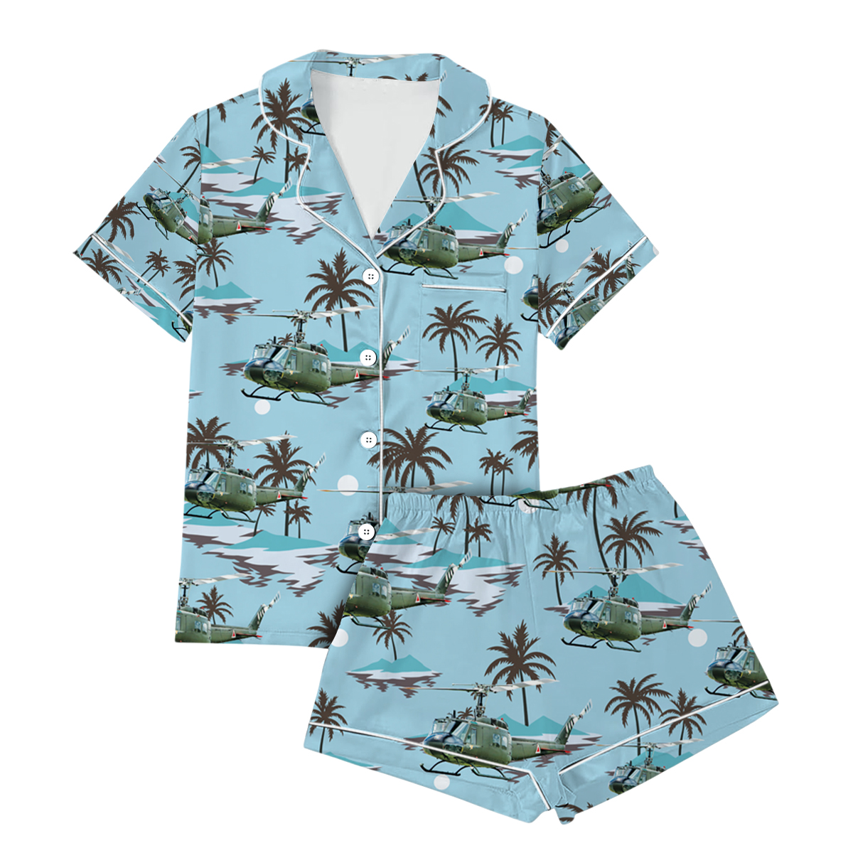 U.S Army Bell UH-1 Iroquois Short Pajamas Set, Military helicopter Bell UH-1 Iroquois Pajamas - Image 4