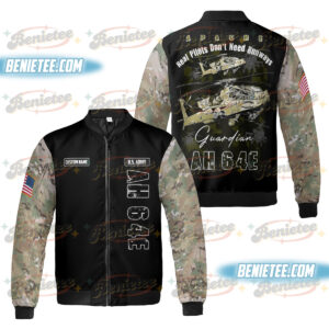 U.S Army Boeing AH-64 Apache Bomber Jacket, Attack helicopter Boeing AH-64 Apache Shirt 3D