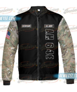 Alternative view of U.S Army Boeing AH-64 Apache Bomber Jacket, Attack helicopter Boeing AH-64 Apache Shirt 3D