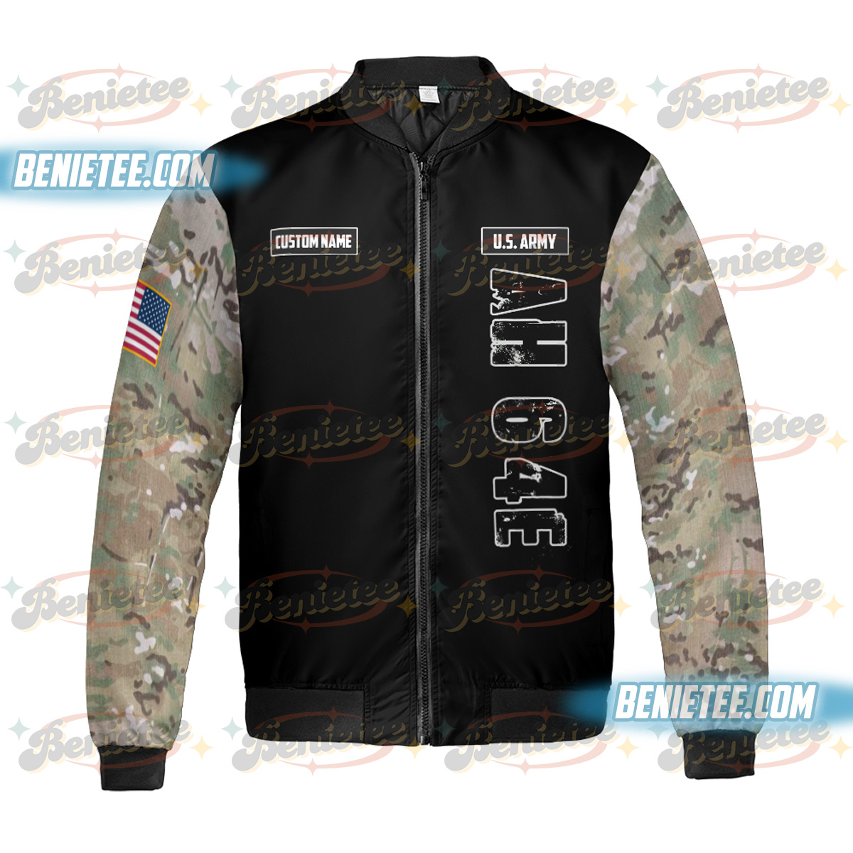 U.S Army Boeing AH-64 Apache Bomber Jacket, Attack helicopter Boeing AH-64 Apache Shirt 3D - Image 2