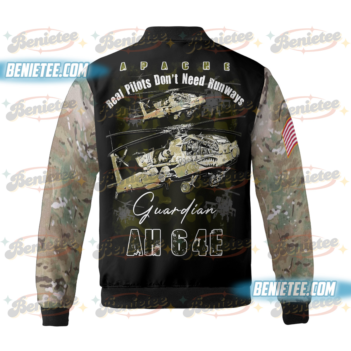 U.S Army Boeing AH-64 Apache Bomber Jacket, Attack helicopter Boeing AH-64 Apache Shirt 3D - Image 3