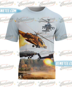Alternative view of U.S Army Boeing AH-64 Apache Shirt 3D, Attack helicopter Boeing AH-64 Apache Tee
