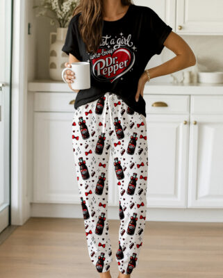 Alternative view of Christmas Dr Pepper Pajamas Set, Festive Holiday Tshirt, Xmas Gift, Trendy Christmas Soda Tee, Retro Soda Can Hoodie, Dr Pepper Lover