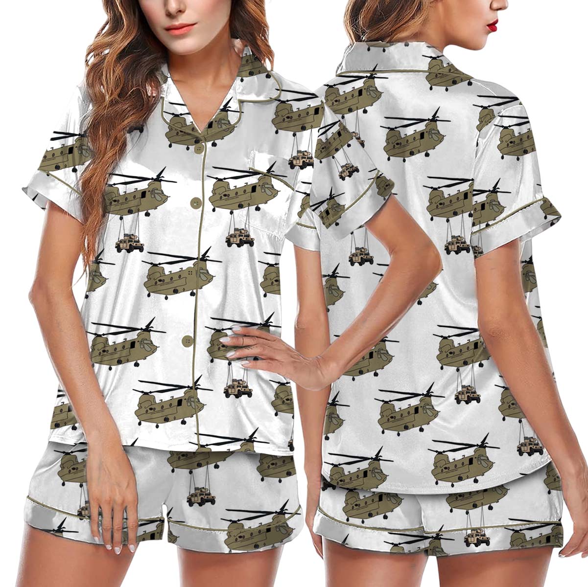 U.S. Army / CH-47 Chinook Military Transport Pajamas Set Short