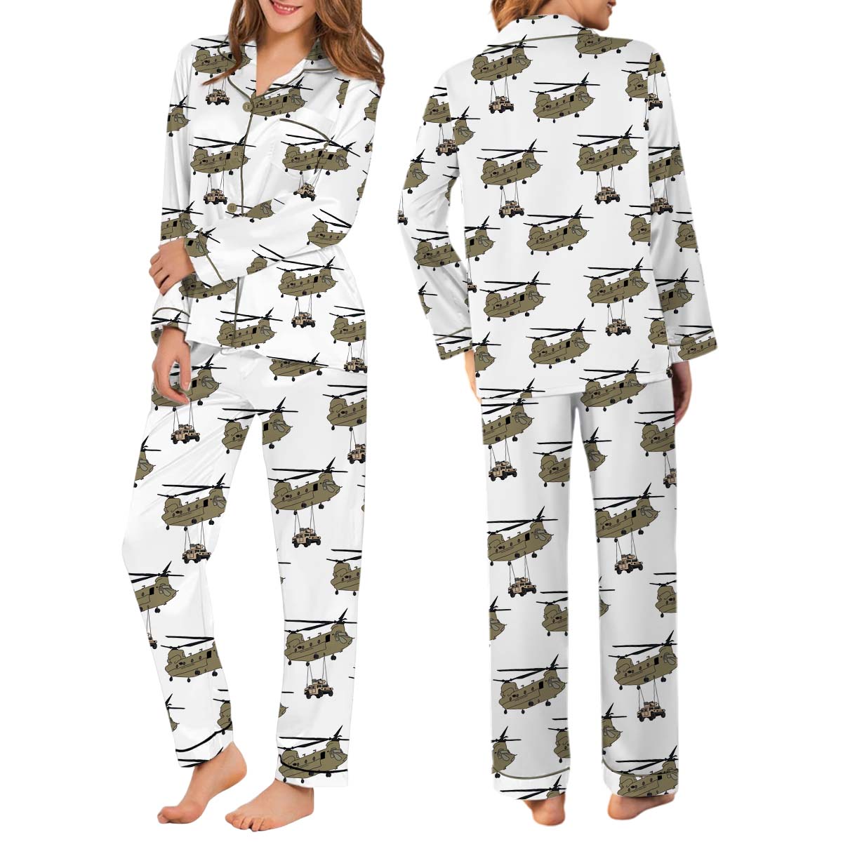 U.S. Army Pajamas Set Long, CH-47 Chinook Military Transport Pajamas - Image 2