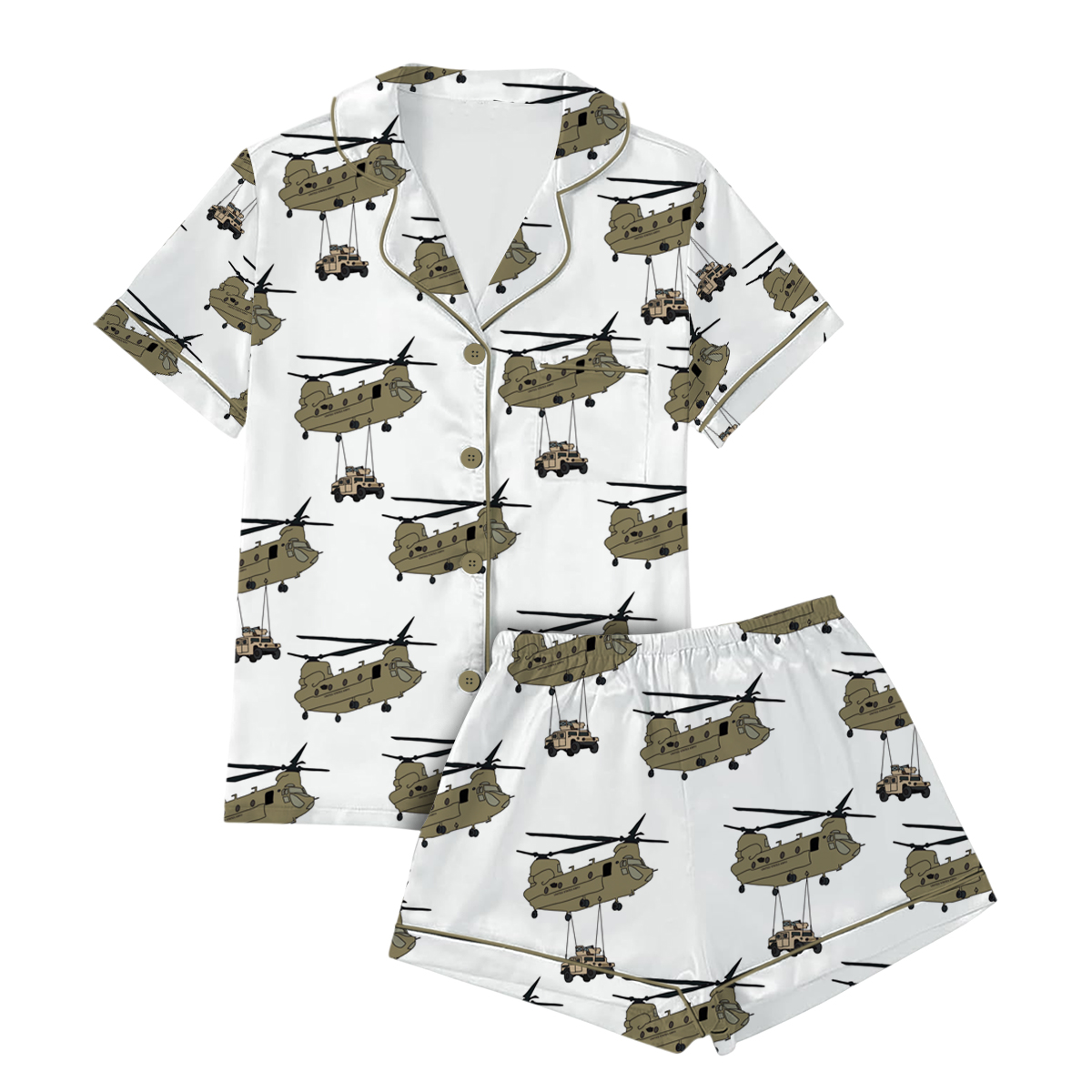 U.S. Army / CH-47 Chinook Military Transport Pajamas Set Short - Image 4