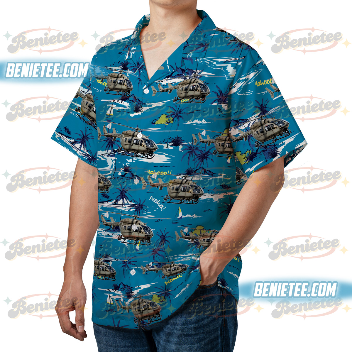 U.S. Army / Eurocopter UH-72 Lakota Hawaiian Shirt - Image 4