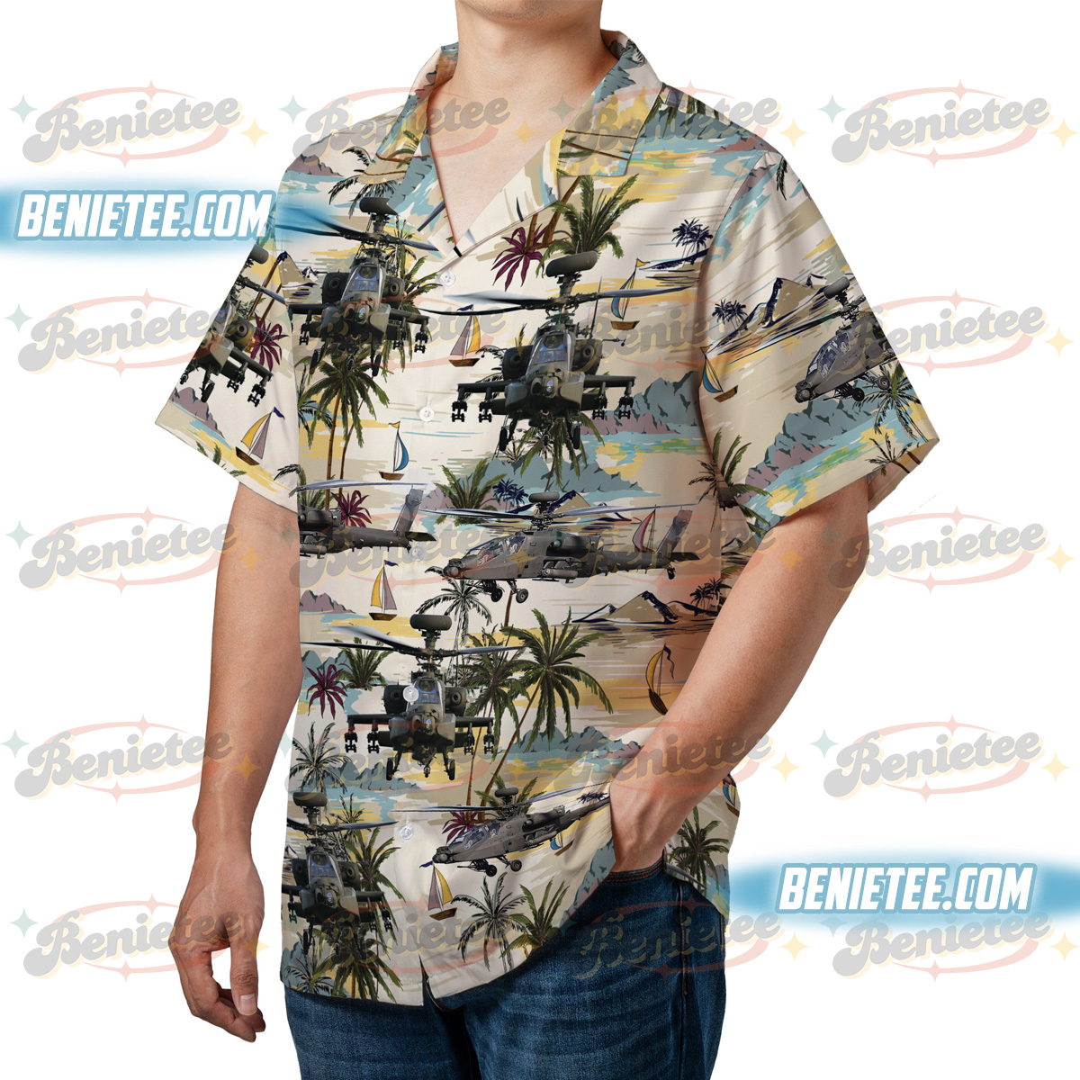 U.S. Army / Sikorsky UH-60 Black Hawk Hawaiian Shirt - Image 2